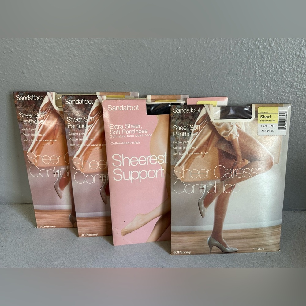 VTG JC Penney Mixed Control Top Pantyhose  Short NIP Sheer Caress - Lot 4